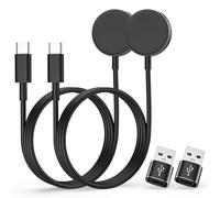 MoKo 2 Pack Chargeur de Type C pour Samsung Galaxy Watch 8/8 Classic/7/Ultra/6/6 Classic/5/5 Pro/4/3/Active2/FE, Station de Recharge Magnétique avec Câble de Recharge de 1 m et Adaptateur USB C/A