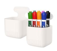 MoKo 2 Pack Porte-marqueurs Magnétiques Effaçables à Sec, Porte-marqueurs Magnétiques pour Tableau Blanc, Porte-stylos Magnétiques Organisateur de Crayons pour Bureau, Casier, Réfrigérateur, Blanc