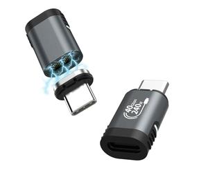 MoKo 2 Pièces Adaptateur Magnétique, Connecteur Magnétique USB Type-C à 24 Broches avec PD 240W Charge Rapide 40Gbps Sortie Vidéo 8K@60Hz pour Thunderbolt 3 MacBook Pro/Air, Steam Deck, PSVR, Droit