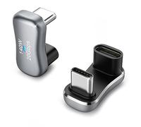 MoKo 2 Pièces Adaptateurs, 180° Adaptateur USB C Mâle vers USB-C Femelle en Forme de U, Connecteur USB C avec Charge Rapide PD 140W pour Steam Deck Switch Ordinateur Portable Tablette Téléphone, Gris