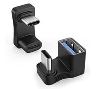 MoKo 2 Pièces Adaptateurs, 180° Adaptateurs USB C Mâle vers USB-C Femelle en Forme de U, Connecteurs en ABS avec Vidéo 4K à Charge Rapide PD 100W pour Steam Deck Switch PC Tablette Téléphone, Noir