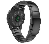 MoKo 26mm Bracelet de Remplacement Compatible avec Fenix 3/3 HR/5X/5X Plus/6X/6X Pro/Quatix 3/Descent Mk2i/Mk2/Mk1/Tactix Bravo/Charlie/Delta, Bande de Montre en Acier Inoxydable, Noir