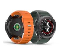 MoKo 2Pack 26 mm Bracelet de Montre Compatible avec Fenix 7X Pro/7X/6X Pro/6X/5X/5X Plus/3/Descent MK2i/Instinct 2X, Bande en Silicone Épais, Bracelet de Sport Remplacement Facile, Orange/Vert Armée