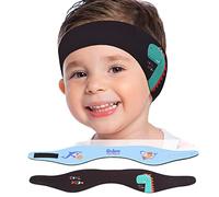 MoKo 2PCS Bandeaux de Natation Enfant, Bandeau d'Oreille de Dessin Animé Mignon en Néoprène, Bandeau Sport Élastique Protection Auditive Sport Nautique, pour Âge 3-9 Enfants Taille M, Noir+Bleu