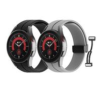 MoKo 2PCS Bracelet Compatible avec Samsung Galaxy Watch 7 FE 6 5 4 40mm 44mm/Watch 6 Classic 43mm 47mm/5 Pro 45mm/4 Classic 42mm 46mm, Bracelet en Silicone de Remplacement à Fermoir Magnétique, N+GC