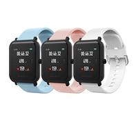 MoKo 3 Pack Bracelets Compatible avec Amazfit Active/Active 2/GTS/GTS 2/2 Mini/2e/3/4/4 Mini/Bip 3/3 Pro/Bip U/U Pro/GTR Mini/42mm, 20mm Bracelet Sport en Silicone Souple pour Femmes Hommes, BC+R+B