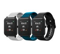 MoKo 3 Pack Bracelets Compatible avec Amazfit Active/Active 2/GTS/GTS 2/2 Mini/2e/3/4/4 Mini/Bip 3/3 Pro/Bip U/U Pro/GTR Mini/42mm, 20mm Bracelet Sport en Silicone Souple pour Femmes Hommes, G+BF+N
