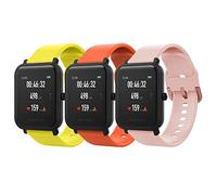 MoKo 3 Pack Bracelets Compatible avec Amazfit Active/Active 2/GTS/GTS 2/2 Mini/2e/3/4/4 Mini/Bip 3/3 Pro/Bip U/U Pro/GTR Mini/42mm, 20mm Bracelet Sport en Silicone Souple pour Femmes Hommes, J+O+R