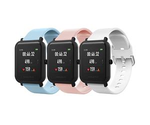 MoKo 3 Pack Bracelets Compatible avec Amazfit Active/Active 2/GTS/GTS 2/2 Mini/2e/3/4/4 Mini/Bip 3/3 Pro/Bip U/U Pro/GTR Mini/42mm, 20mm Bracelet Sport en Silicone Souple pour Femmes Hommes, BC+R+B