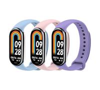 MoKo 3 Pièces Bracelets Compatible avec Xiaomi Mi Band 9/Mi Band 8, Bracelet de Montre de Remplacement en TPU Souple, Lavande/Turquoise Bleu/Rose