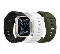 MoKo 3Pcs Bracelet Océan Compatible Apple Watch Ultra 3/2/1 49mm,S11/S10 46mm,9/8/7 45mm,SE3/SE2/SE/6/5/4 44mm,3/2/1 42mm,Bande de Remplacement en Silicone pour les Hommes et les Femmes,N&V&B