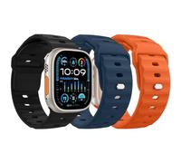 MoKo 3Pcs Bracelet Océan Compatible Apple Watch Ultra2 49mm 46mm 45mm 44mm 42mm pour les Hommes et les Femmes,Bande de Remplacement en Silicone pour iWatch Serie 10 9 8 7 6 5 4 3 SE Ultra 2 1,N&O&B