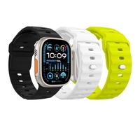 MoKo 3Pcs Bracelet Océan Compatible Apple Watch Ultra2 49mm 46mm 45mm 44mm 42mm pour les Hommes et les Femmes,Bande de Remplacement en Silicone pour iWatch Serie 10 9 8 7 6 5 4 3 SE Ultra 2 1,V&B&N