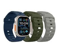 MoKo 3Pcs Bracelet Océan Compatible Apple Watch Ultra2 49mm 46mm 45mm 44mm 42mm pour les Hommes et les Femmes,Bande de Remplacement en Silicone pour iWatch Serie 10 9 8 7 6 5 4 3 SE Ultra 2 1,V&B&P