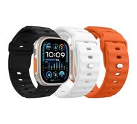 MoKo 3Pcs Bracelet Océan Compatible Apple Watch Ultra2 49mm 46mm 45mm 44mm 42mm pour les Hommes et les Femmes,Bande de Remplacement en Silicone pour iWatch Serie 10 9 8 7 6 5 4 3 SE Ultra 2 1,N&O&B