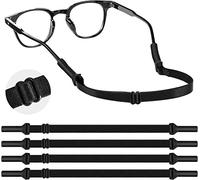 MoKo 4 Pièces Cordons à Lunettes Ajustable, Retenue de Lunettes de Soleil Antidérapant en Nylon Élastique, Titulaire de Lunettes de Sécurité Universel sans Queue avec Tête Ronde pour Hommes Femmes