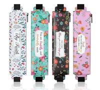 MoKo 4 Pièces Étuis à Stylos pour Carnet de Notes, Trousses à Crayons Élastiques en Cuir PU avec Bande Réglable, Pochette de Stylo avec Fermeture Éclair, Porte-Stylos pour Fournitures, Multicolore A