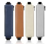 MoKo 4 Pièces Étuis à Stylos pour Carnet de Notes, Trousses à Crayons Élastiques en Cuir PU avec Bande Réglable, Pochette de Stylo avec Fermeture Éclair, Porte-Stylos pour Fournitures, Multicolore B