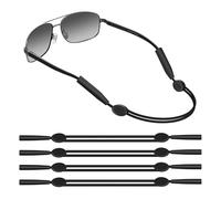 MoKo 4PCS Cordons à Lunettes Ajustable sans Queue, Sangles de Lunettes Retenue de Lunettes de Soleil Antidérapant, Titulaire de Lunettes de Sécurité Universel avec Tête Ronde pour Hommes Femmes, Noir