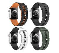 MoKo 4Pièces Bande Océan Compatible avec Apple Watch Ultra 3/2/1 49mm,S11/S10 46mm,9/8/7 45mm,SE3/SE2/SE/6/5/4 44mm,3/2/1 42mm, Bracelet en Silicone Réglable avec Connecteur Métallique, Multicolore F