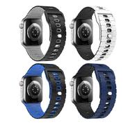 MoKo 4Pièces Bande Océan Compatible avec Apple Watch Ultra 3/2/1 49mm,S11/S10 46mm,9/8/7 45mm,SE3/SE2/SE/6/5/4 44mm,3/2/1 42mm, Bracelet en Silicone Réglable avec Connecteur Métallique, Multicolore A