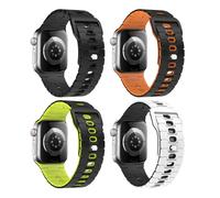 MoKo 4Pièces Bande Océan Compatible avec Apple Watch Ultra 3/2/1 49mm,S11/S10 46mm,9/8/7 45mm,SE3/SE2/SE/6/5/4 44mm,3/2/1 42mm, Bracelet en Silicone Réglable avec Connecteur Métallique, Multicolore B