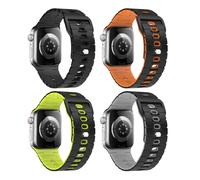 MoKo 4Pièces Bande Océan Compatible avec Apple Watch Ultra 3/2/1 49mm,S11/S10 46mm,9/8/7 45mm,SE3/SE2/SE/6/5/4 44mm,3/2/1 42mm, Bracelet en Silicone Réglable avec Connecteur Métallique, Multicolore D