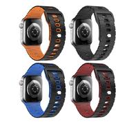 MoKo 4Pièces Bande Océan Compatible avec Apple Watch Ultra 3/2/1 49mm,S11/S10 46mm,9/8/7 45mm,SE3/SE2/SE/6/5/4 44mm,3/2/1 42mm, Bracelet en Silicone Réglable avec Connecteur Métallique, Multicolore E