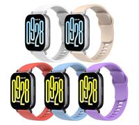 MoKo 5 Pack Bracelets de Sport Compatible avec Xiaomi Redmi Watch 5 Active/5 Lite, 22mm Bracelet de Remplacement en Silicone Souple pour Homme Femme, Or+Wht+Prl+Blu+LPnk