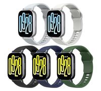 MoKo 5 Pack Bracelets de Sport Compatible avec Xiaomi Redmi Watch 5 Active/5 Lite, 22mm Bracelet de Remplacement en Silicone Souple pour Homme Femme, Bk+IBlu+DkGrn+IWht+CnGry