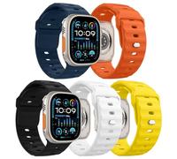 MoKo 5P Bracelet Océan Compatible Apple Watch Ultra2 49mm 46mm 45mm 44mm 42mm pour les Hommes et les Femmes,Bande de Remplacement en Silicone pour iWatch Serie 10 9 8 7 6 5 4 3 SE Ultra 2 1, Couleur F