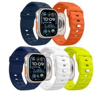 MoKo 5Pcs Bracelet Océan Compatible Apple Watch Ultra 3/2/1 49mm,S11/S10 46mm,9/8/7 45mm,SE3/SE2/SE/6/5/4 44mm,3/2/1 42mm,Bande de Remplacement en Silicone pour les Hommes et les Femmes,A
