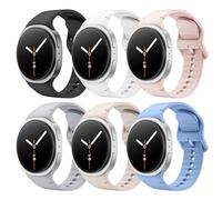 MoKo 6 Pièces Bracelets de Sport pour Samsung Galaxy Watch 8 (40mm 44mm) et Galaxy Watch 8 Classic (46mm), Bracelets de Remplacement en Silicone Souple pour Femmes et Hommes, M/L, Multicolor D