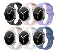 MoKo 6 Pièces Bracelets de Sport pour Samsung Galaxy Watch 8 (40mm 44mm) et Galaxy Watch 8 Classic (46mm), Bracelets de Remplacement en Silicone Souple pour Femmes et Hommes, S/M, Multicolor B