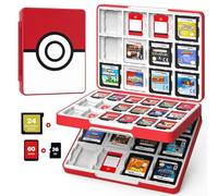 MoKo 60 Étui pour Cartes de Jeu pour Switch 2/3DS/3DSX/2DS/DSi, Boîte de Rangement Jeux Switch, Rangement Jeux avec 24 Fentes Carte 3DS & 36 Fentes Carte SD, Rouge+Blanc
