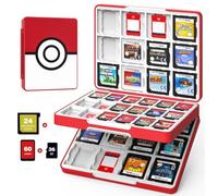 MoKo 60 Slots Switch Game Holder & 24 Slots for 3DS/3DSXL/DS/DSi Cards & 36 Slots for SD Cards w/ Magnetic Closure, Game Card Case for Nintendo Switch/Switch OLED/3DS/2DS, Portable 3DS Case, Red Ball