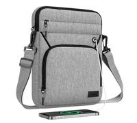 MoKo 9-11" Sacoche pour Tablette, Convient à 11" iPad Air M3, iPad A16 2025, Pro 11 M4, iPad 10/9/8/7th, Tab S8/S9 11, Sac Multifonctionnel avec bandoulière et Port pour Casque d'écoute, Gris Clair