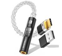 MoKo Adaptateur Audio USB C vers 3,5 mm - Double Puce CX31993 MAX97220 DAC et Amplificateur HiFi, Adaptateur Jack 3,5 mm de Type C vers Casque pour Android iPhone iPad Mac Windows Switch PS5, Noir