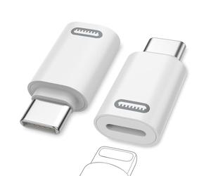 MoKo Adaptateur Lightning Femelle vers USB C 2 Pièces (Pas pour Audio/Clé USB/Écouteurs), pour iPhone 17 Air 16 15 Pro Max Plus, iPad Pro/Air, Adaptateur Type-C vers Lightning, Blanc PD