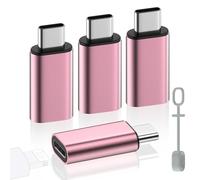 MoKo Adaptateur Lightning vers USB C Lot de 4, Adaptateur Lightning USB C pour iPhone Air 17 16 15 Pro Max Plus, iPad Pro/Air, Galaxy S25 S24, pour Charge, Pas pour Audio/OTG, Rose