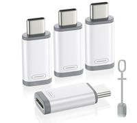 MoKo Adaptateur Lightning vers USB C Lot de 4, Adaptateur Lightning USB C pour iPhone 15/16 Pro/16 Pro Max/16 Plus, iPad Pro/Air, Galaxy S24, pour Charge, Pas pour Audio/OTG,BlancGris