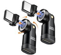 MoKo Adaptateur Magnétique 240W USB C, Adaptateur USB-C Magnétique avec Rotation à 180° 360°, Connecteur à Angle Droit Type-C 90° pour iPhone 17 Air 16 15 Pro Max, MacBook/iPad, Galaxy,Switch 2, Noir