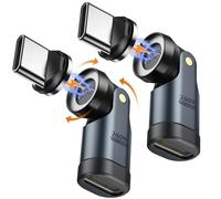 MoKo Adaptateur Magnétique 240W USB C, Adaptateur USB-C Magnétique avec Rotation à 180° 360°, Connecteur à Angle Droit Type-C 90° pour iPhone 17 Air 16 15 Pro Max, MacBook/iPad, Galaxy,Switch 2, Gris