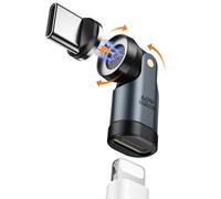 MoKo Adaptateur Magnétique Lightning vers USB C 60W, Adaptateur Lightning Magnétique à 9 Broches avec Rotation à 180° et 360, pour iPhone 17 Air 16 15 Pro Max/iPad/MacBook, Galaxy, Gris