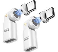 MoKo Adaptateur Magnétique USB C PD 240W, Adaptateur USB C Magnétique 9PIN avec Rotation à 180° 360°, Connecteur Type-C 90 Degrés pour iPhone 17 Air 16 15 Pro Max, MacBook Pro/iPad Série,Galaxy, Blanc