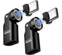 MoKo Adaptateur Magnétique USB C PD 240W, Adaptateur USB C Magnétique 9PIN avec Rotation à 180° 360°, Connecteur Type-C 90 Degrés pour iPhone 17 Air 16 15 Pro Max, MacBook Pro/iPad Série,Galaxy, Noir