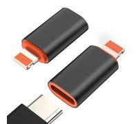 MoKo Adaptateur USB C vers Lightning, 2 Pièces Adaptateur USB C Femelle vers Lightning Mâle à Charge Rapide PD 27W pour iPhone 14/13/12/11/XS/XR/SE, iPad/iPod/AirPods, Pas pour Audio/OTG,Noir+Orange