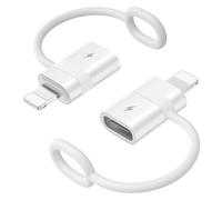 MoKo Adaptateur USB C vers Lightning avec Charge Rapide 36W PD, Adaptateur USB-C Femelle vers Lightning Mâle pour iPhone 14/13/12/11/iPad/iPod/AirPods, avec Boucle Anti-Perte, Pas pour Audio/OTG,Blanc