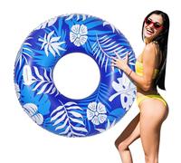 MoKo Anneaux de Natation avec Poignées pour Adultes, Bague de Piscine en PVC Épais avec Motif Imprimé, Bouée de Natation Gonflable Amusante pour Piscines, Plages, Parcs Aquatiques, Bleu-Blanc