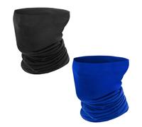 MoKo Bandana Multifonction [2 Pièces], Écharpe sans Coutures Tour de Cou, Foulard de Tête Magique Camping Moto Chasse, Bandeau de Sport Extérieur Élastique Respirant pour Enfant Femme Homme, Noir-Bleu